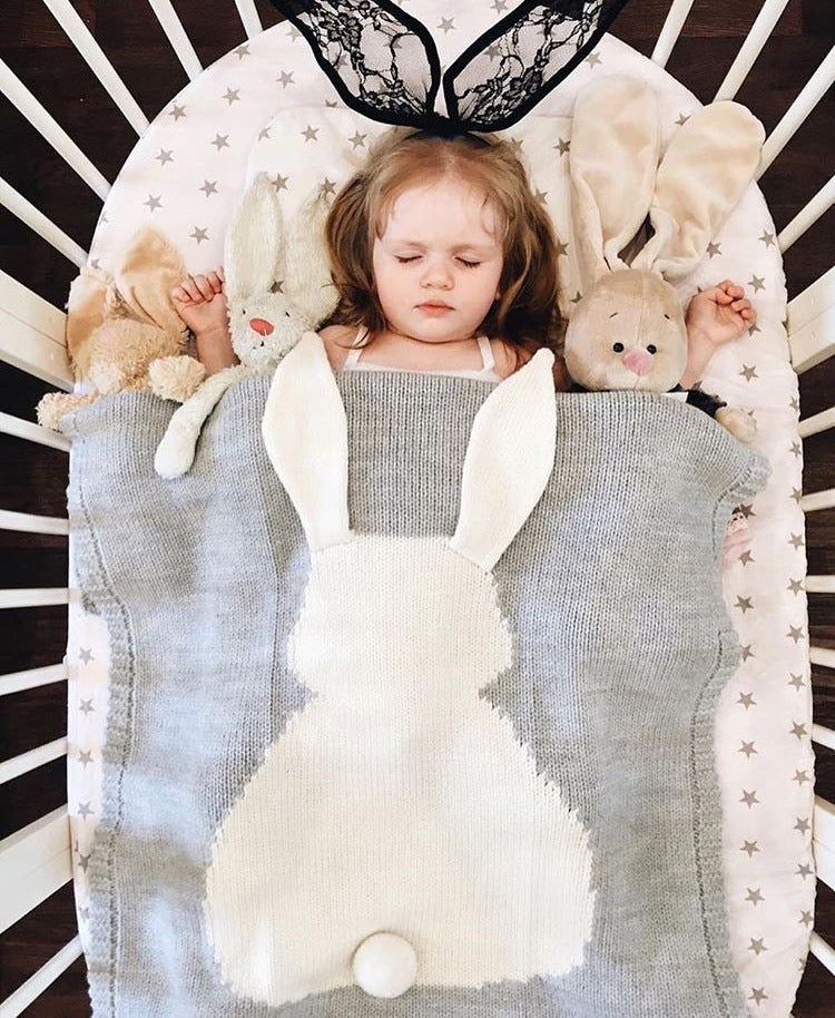 Explosive Rabbit Ears Blanket Three-dimensional Rabbit Blanket Children's Knitted blanket Beach Mat baby Hug Blanket