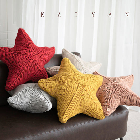 Cream French Style Pillow Milk Brown Series New Knitted Wool Sofa Decorative Cushion Children's Room Pillow