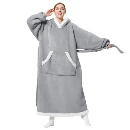 Oversized Wearable Blanket Hoodie with Button Front for Adults | Cozy Fleece Lounge Hoodie for Women & Men