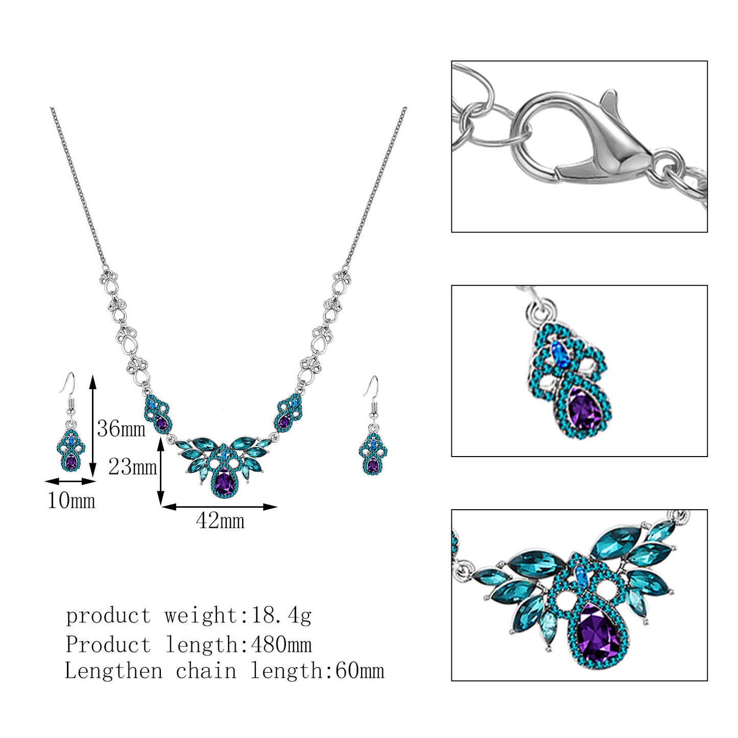 Blue Ocean Love Bridal Jewelry Necklace And