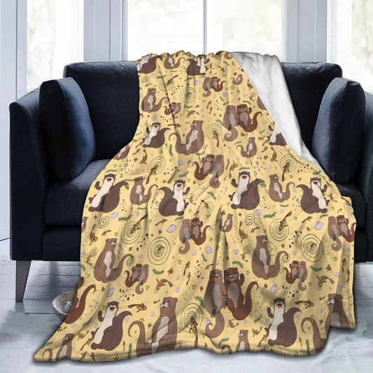Carwayii Otter Throw Blanket – Soft Flannel Sofa & Travel Blanket, 60"x50"