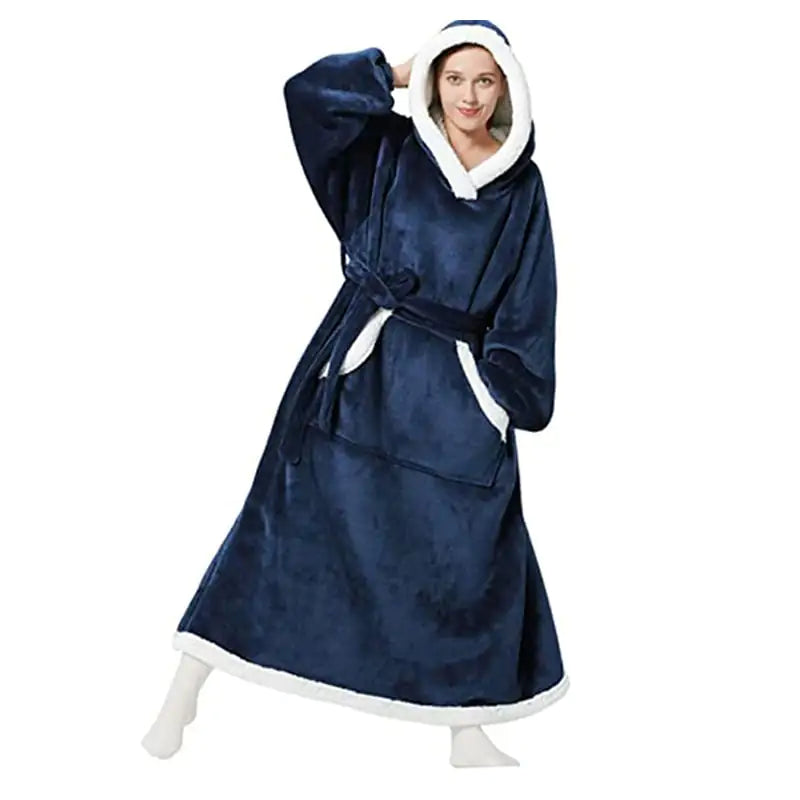 Oversized Wearable Blanket Hoodie with Button Front for Adults | Cozy Fleece Lounge Hoodie for Women & Men