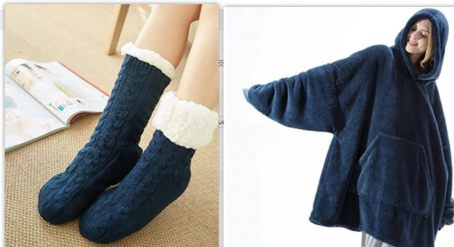 Oversized Fleece Hoodie Blanket – Comfy Loose Pullover with Big Pocket