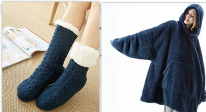 Oversized Fleece Hoodie Blanket – Comfy Loose Pullover with Big Pocket