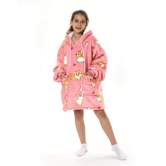 SENVINI Wearable Blanket Hoodie for Girls 10-12 | Oversized Fuzzy Hooded Sweatshirt Robe
