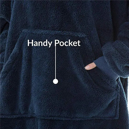Oversized Fleece Hoodie Blanket – Comfy Loose Pullover with Big Pocket