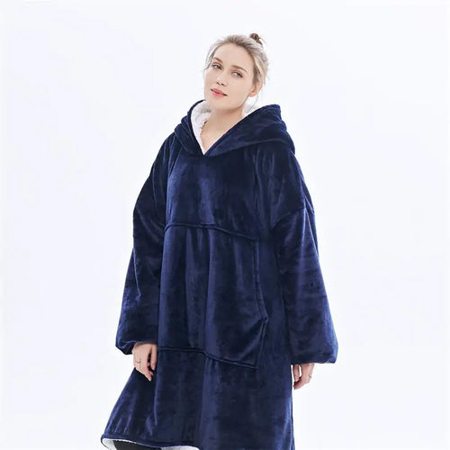 2-in-1 Fleece Hoodie & Blanket Set for Adults | Wearable Hooded Blanket for Camping, Lounging, Gifts