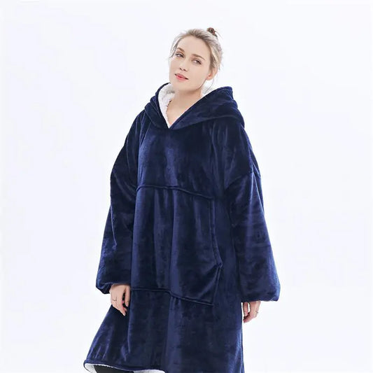 2-in-1 Fleece Hoodie & Blanket Set for Adults | Wearable Hooded Blanket for Camping, Lounging, Gifts