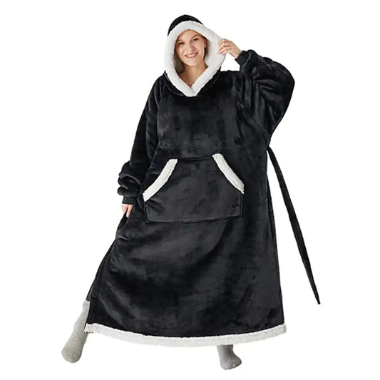 Oversized Wearable Blanket Hoodie with Button Front for Adults | Cozy Fleece Lounge Hoodie for Women & Men