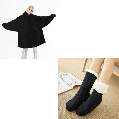 Oversized Fleece Hoodie Blanket – Comfy Loose Pullover with Big Pocket