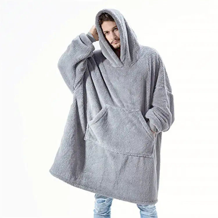 Oversized Fleece Hoodie Blanket – Comfy Loose Pullover with Big Pocket