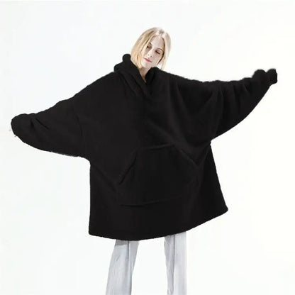 Oversized Fleece Hoodie Blanket – Comfy Loose Pullover with Big Pocket
