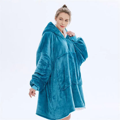 2-in-1 Fleece Hoodie & Blanket Set for Adults | Wearable Hooded Blanket for Camping, Lounging, Gifts