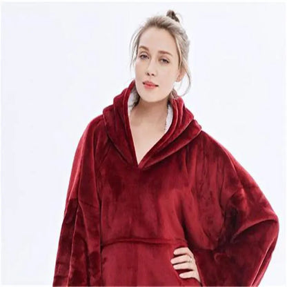 2-in-1 Fleece Hoodie & Blanket Set for Adults | Wearable Hooded Blanket for Camping, Lounging, Gifts