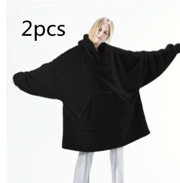 Oversized Fleece Hoodie Blanket – Comfy Loose Pullover with Big Pocket