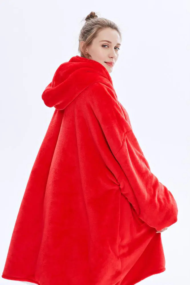 2-in-1 Fleece Hoodie & Blanket Set for Adults | Wearable Hooded Blanket for Camping, Lounging, Gifts