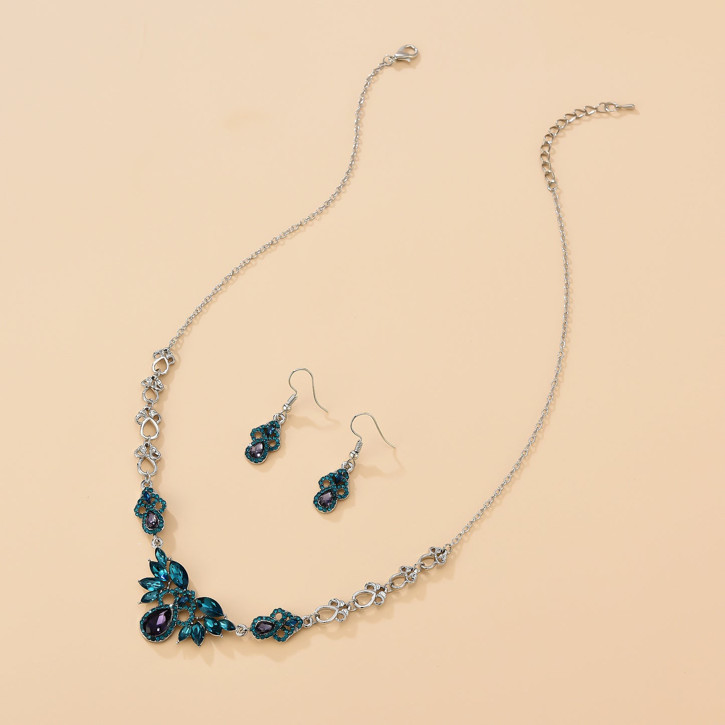 Blue Ocean Love Bridal Jewelry Necklace And