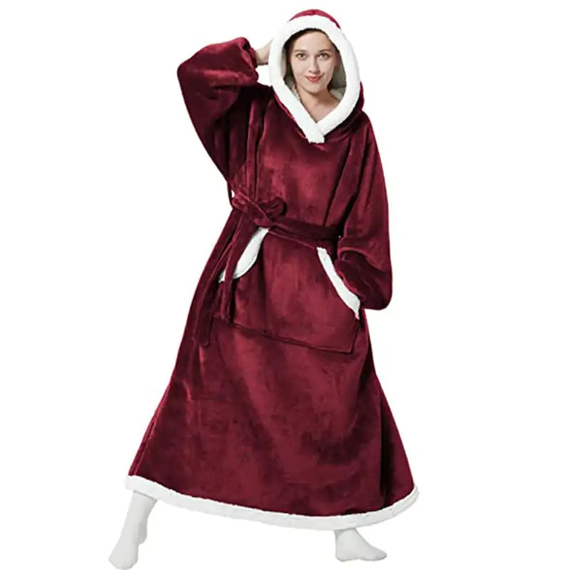 Oversized Wearable Blanket Hoodie with Button Front for Adults | Cozy Fleece Lounge Hoodie for Women & Men