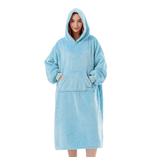 Cozy Sherpa Lined Hoodie Blanket – Oversized Wearable Sweatshirt for Women & Men