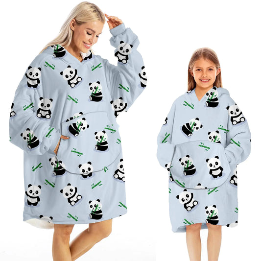 Darrenvan Wearable Blanket Hoodie Adult Kids Christmas Oversized Hooded Blanket Soft Comfortable K154