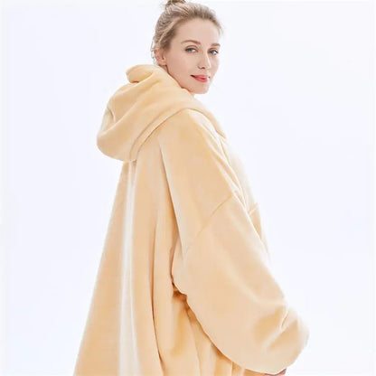 2-in-1 Fleece Hoodie & Blanket Set for Adults | Wearable Hooded Blanket for Camping, Lounging, Gifts