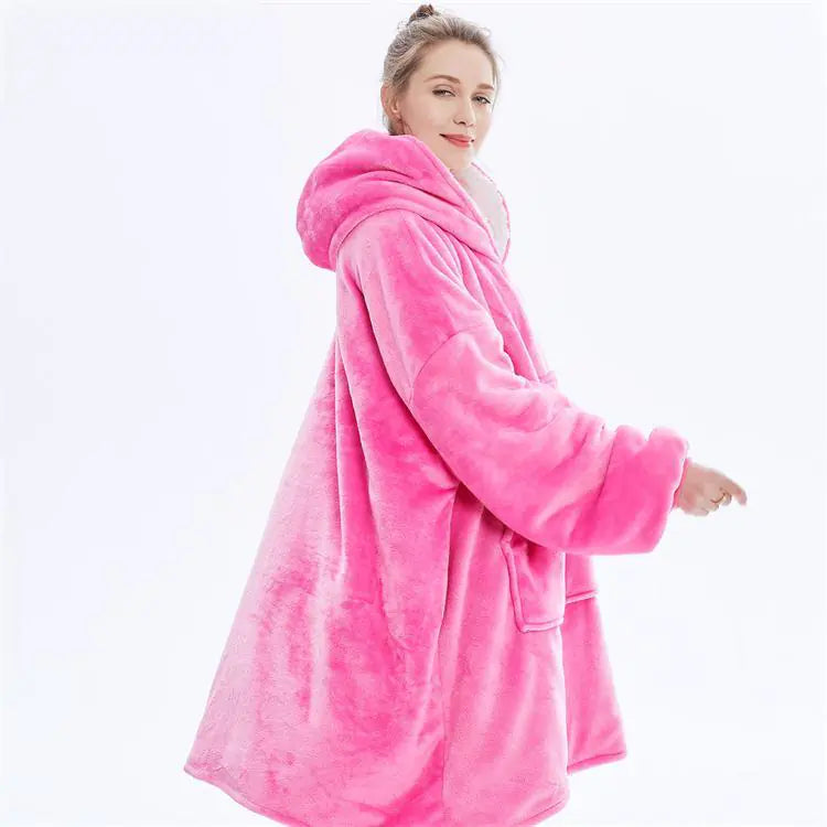 2-in-1 Fleece Hoodie & Blanket Set for Adults | Wearable Hooded Blanket for Camping, Lounging, Gifts